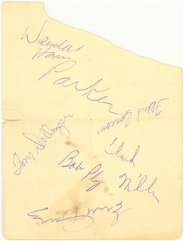 Ernie Davis Signed Cut - Also Signed by 7 Other College All-Stars (Beckett)